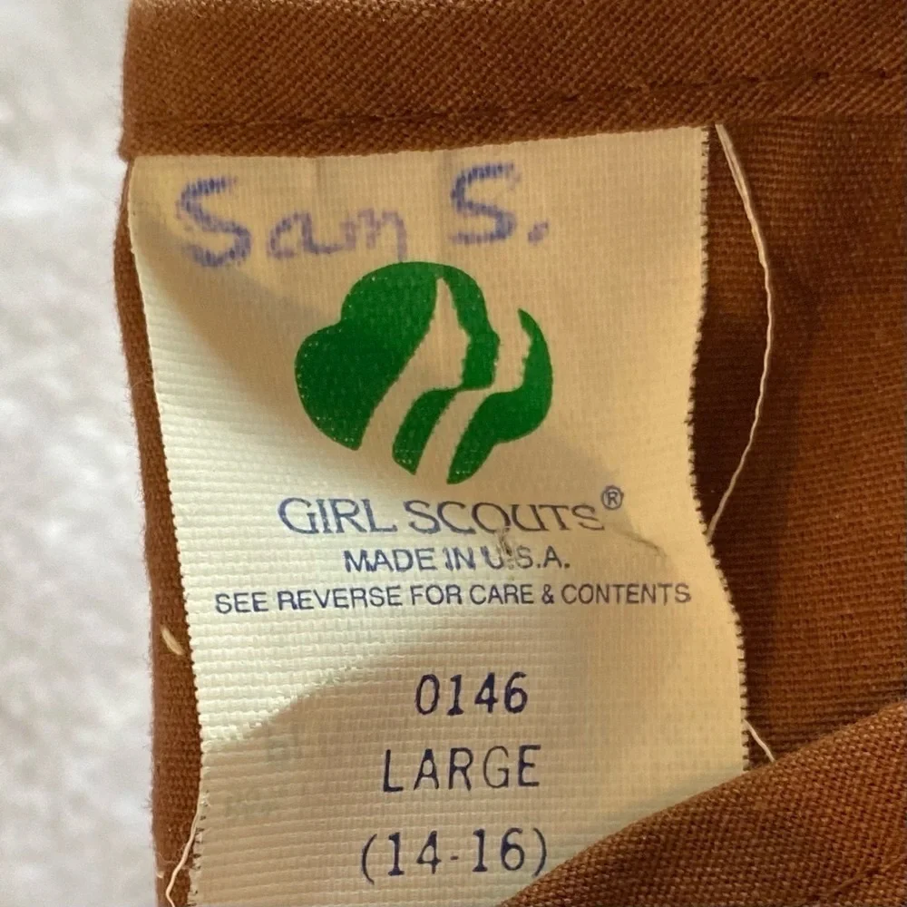 Vintage Girls Scouts USA Brownies Vest Pins Monmouth Council Y2K Brown Large
